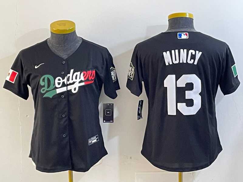 Women%27s Los Angeles Dodgers #13 Max Muncy Black Mexico 2020 World Series Cool Base Nike Jersey